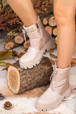 Dámske zimné topánky Armonika béžovej farby s hrubou podrážkou z padákového materiálu