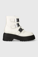 Kožené členkové topánky Tommy Jeans TJW CHUNKY BOOT HARDWARE dámske, biela farba, na platforme, EN0EN02443
