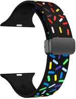4wrist Silikonový řemínek s barevným motivem pro Apple Watch 42/44/45/49 mm - Černý