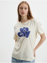Cream T-shirt with print Pieces Tamaris - Women