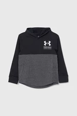 Dětská mikina Under Armour Boys Rival Terry černá barva, s kapucí, vzorovaná