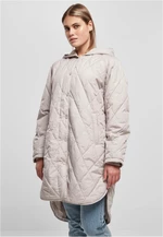 Women's Oversized Diamond Quilted Hooded Coat in Warm Grey