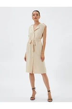 Koton Sleeveless Midi Shirt Dress with Tie Waist Detail