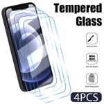 4PCS Tempered Glass for iPhone 13 12 11 Pro Max Mini Screen Protector For 14 Pro 8 7 6 6S Plus X XR XS Max SE 2020 HD Film Glass
