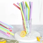 6PCS Reusable Food Grade Silicone Straws Straight/Bent Multicolor Drinking Straw For Children Party Bar Kitchen Accessories