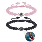 Custom Photo Bracelet Personalized Photo Projection Bracelet Beaded Bracelets with Picture Inside 100 Languages Memorial Gift