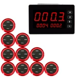 Restaurant Pager Hookah Wireless Waiter System 10pcs Call Button + 1 Number Display Receiver