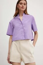 Bavlnená košeľa MAX&Co. dámska,fialová farba,voľný strih,2416111074200
