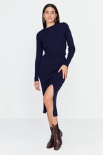 Navy blue sweater set skirt and top with long sleeves Trendyol