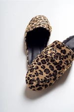 Dámské hnědé pantofle z pravé kůže s leopardím vzorem od LuviShoes