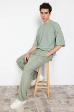 Trendyol Mint Oversize/Wide-Fit Textured Wide Leg Labeled Sweatpants