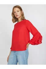 Koton Women's Red Long Sleeve Crew Neck Blouse