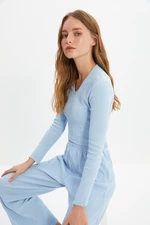 Trendyol světle modrá pletená pyžamová souprava s tílkem