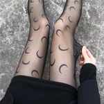 Moon Print Stockings Lolita Velvet Cut Anti-hook Silk Pantyhose Stockings Sexy Ultra-thin Black Stockings JK Girls Tights