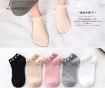 Fashion Cotton Pearl Short Women Socks Lovely Candy Color Imitation Sock Casual Cute Funny Short Sokken Girl Harajuku Calcetine