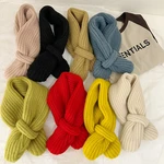 Candy Color Baby Knitted Scarf Autumn Winter Warm Scarves for Toddler Boy Girl Korean Ins Kids Children Cross Neckerchief