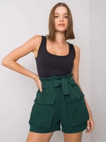 Women's dark green shorts with belt