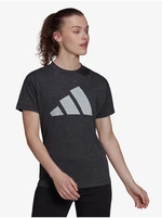 Dark grey ladies brindle t-shirt adidas Performance - Women