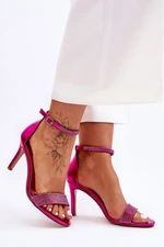 Women's High Heel Sandals with Fuchsie Perfecto Rhinestones