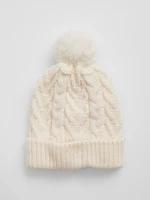 Cream children's winter hat with pompom GAP