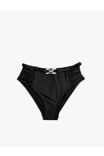 Koton High Waist Bikini Bottom with Stones and Buckle Details with Gathering at the Sides.