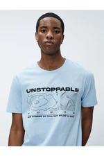 Koton Slogan Printed T-Shirt, Crew Neck, Slim Fit Cotton.