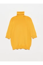 Dilvin 1312 Turtleneck Half Sleeve Sweater-mustard