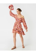 Koton Off-the-Shoulder Mini Dress with Gipe Detail