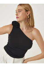 Happiness İstanbul Women's Black One-Shoulder Sandy Knitted Blouse