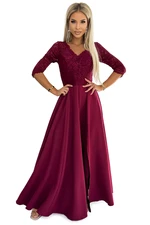 Elegant long maxi dress with lace neckline Numoco