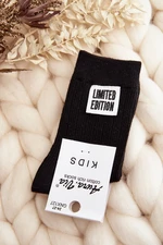 Children's smooth socks with appliqué, black