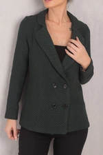 armonika Women's Emerald Stripe Patterned Four Button Cachet Jacket