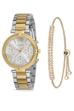 Polo Air Sports Elegant Stone Women's Wristwatch and Baguette Bracelet Combination Yellow Color