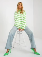 Light green and ecru striped oversize sweater from RUE PARIS