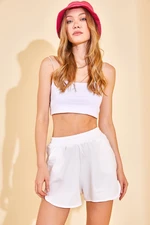 XHAN Women's Ecru Piping Shorts
