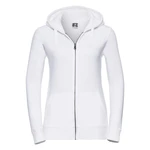 White women's sweatshirt with hood and zipper Authentic Russell