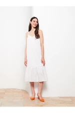 LC Waikiki Women's Heart Collar Patterned Embroidered Straps Dress