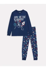LC Waikiki Crew Neck Printed Long Sleeve Boys' Pajamas Set