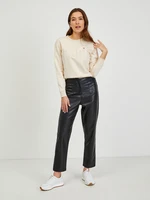 Burgundy women's shortened leatherette pants ORSAY - Ladies