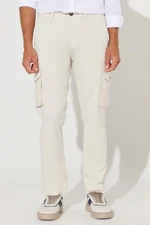 AC&Co / Altınyıldız Classics Men's Beige Slim Fit Slim Fit Cargo Pocket Cotton Flexible Trousers.