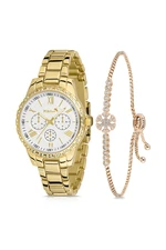 Polo Air Sports Women's Wristwatch Zircon Stone Snowflake Bracelet Combination Gold Color