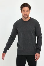 Lafaba Men's Anthracite Crew Neck Basic Knitwear Sweater