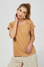 Blouse with openwork decorations - beige
