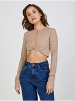 Beige Womens Cropped T-Shirt with Neckline TALLY WEiJL - Women