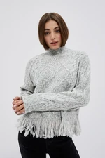 Turtleneck sweater with fringe