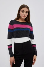 Striped sweater with metal thread