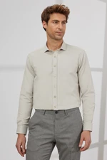 AC&Co / Altınyıldız Classics Men's Beige Slim Fit Slim Fit Italian Collar Dobby Shirt.