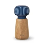 Młynek do przypraw z drewna dębowego z ciemnoniebieskim porcelanowym detalem Kähler Design Hammershoi, wys. 13 cm
