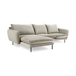 Beżowa narożna aksamitna sofa lewostronna Cosmopolitan Design Vienna