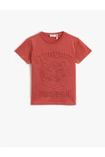 Koton Tiger Print T-Shirt with Short Sleeves, Crew Neck